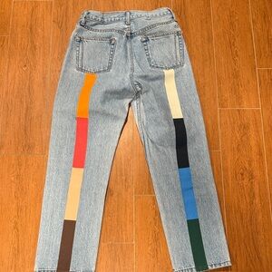 Women’s Light Wash Ankle Crop Jeans with Colorblock Stripe